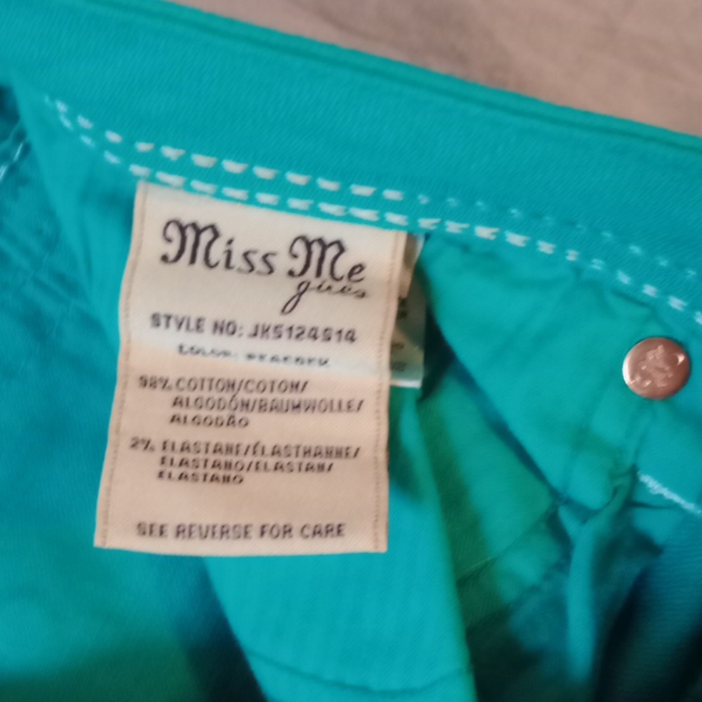 Miss Me Turquoise Denim Jeans 16 Youth - Picture 2 of 14